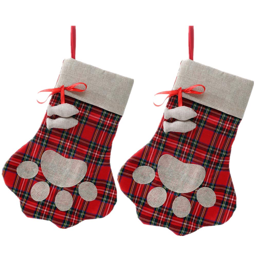 E-FirstFeeling Pet Paw Christmas Stocking for Dog Cat Large Pet Xmas Stocking Christmas Decorations (Stockings fish-2pcs)