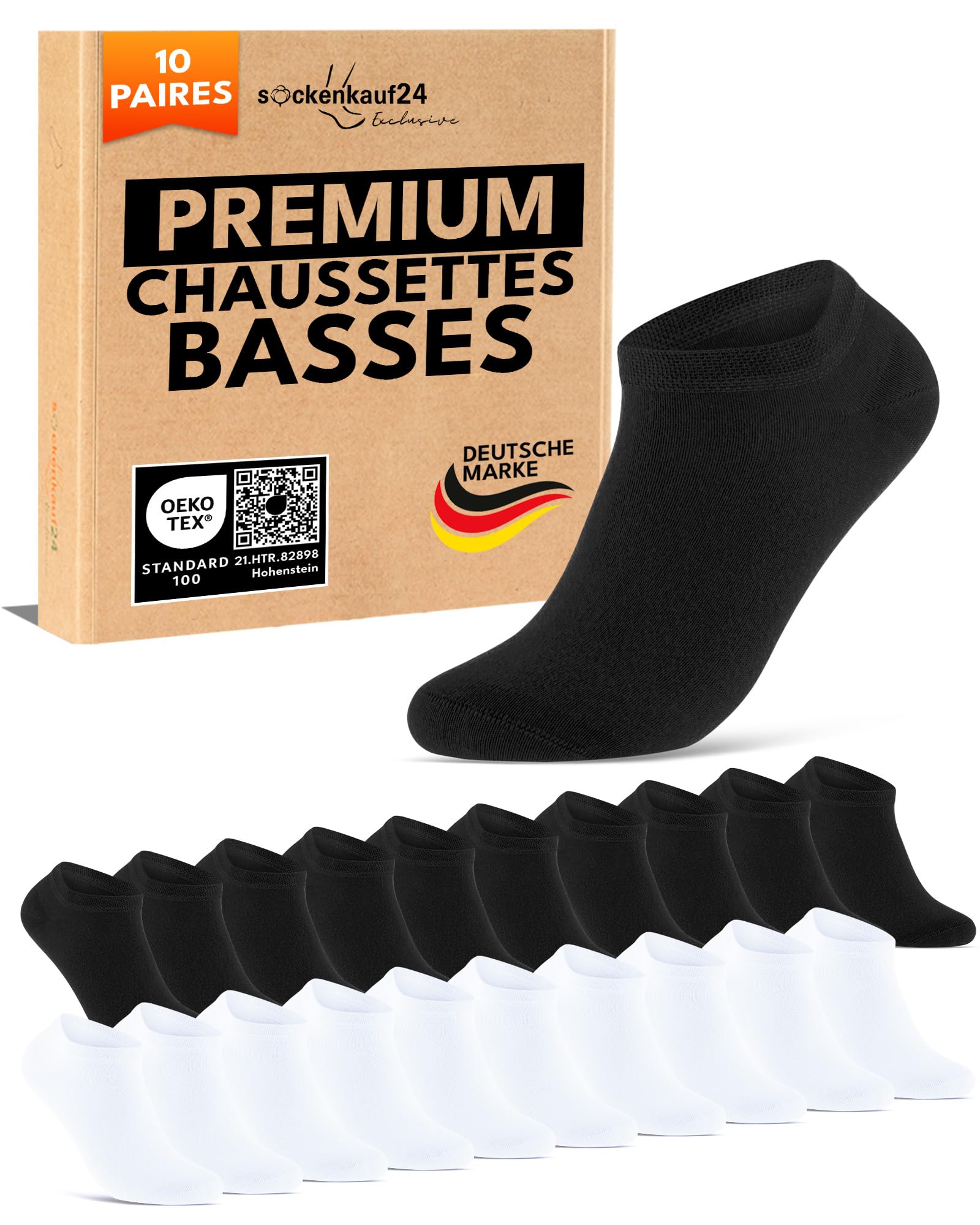 10 Paires Chaussettes Basses Homme Femme Socquettes Coton Respirantes