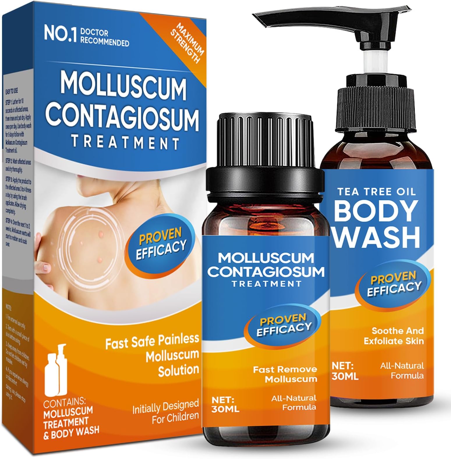 Memonotry Molluscum Contagiosum Treatment - Natural Molluscum Contagiosum Solution with Tea Tree Oil Body Wash for Kids and Adults, Effective and Painless