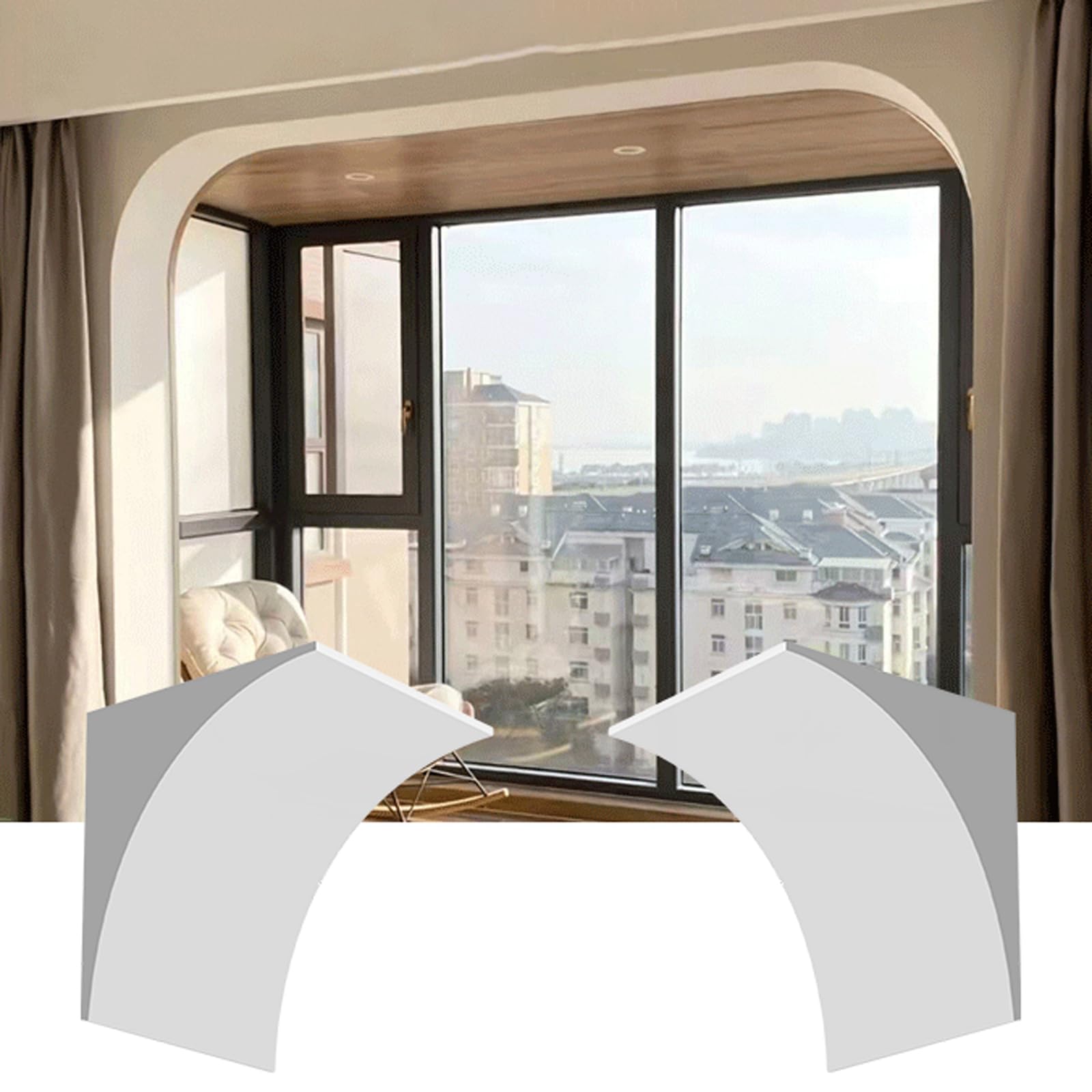 Kit De Esquina De Arco,Kit De Arco De Puerta Redondeado De 2 Piezas,Kit De Arco De Esquina Semicircular,Moldura Curva para Arco De Puerta Pintable,para Salas De Estar,Dormitorio