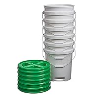 Vista 14 de Consolidated Plastics Cubetas blancas de grado alimenticio de 5 galones con mango de agarre inferior y tapas de sellado gamma, almacenamiento