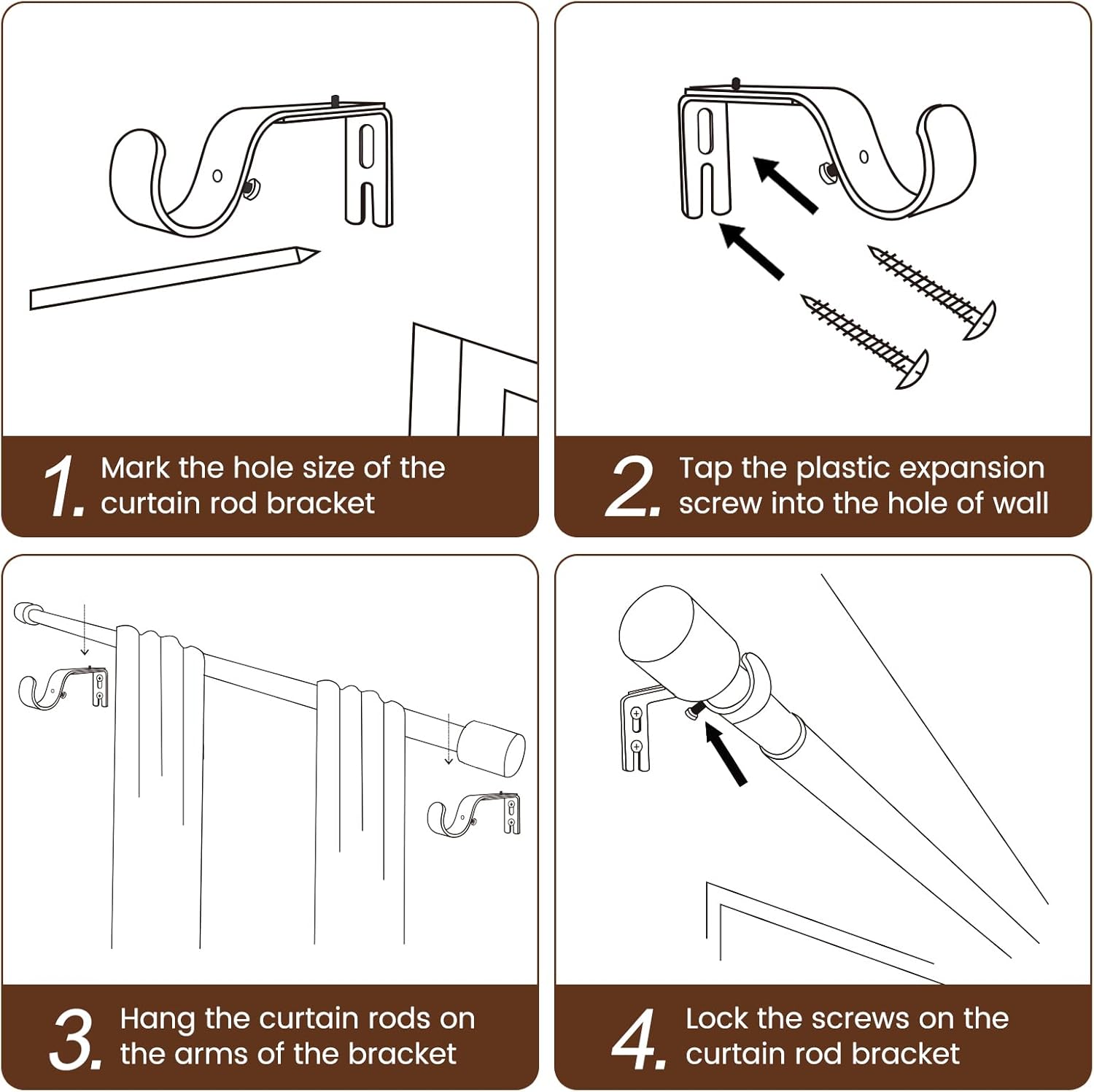 1” Diameter Matte Black Curtain Rod Itself is 30-60 inch 2 Pack, Fit 30 to 56 Windows with Heavy Duty Adjustable Telescopic Rod,Splicing Metal Extra Long Curtain Rod for Windows Sliding Glass Door
