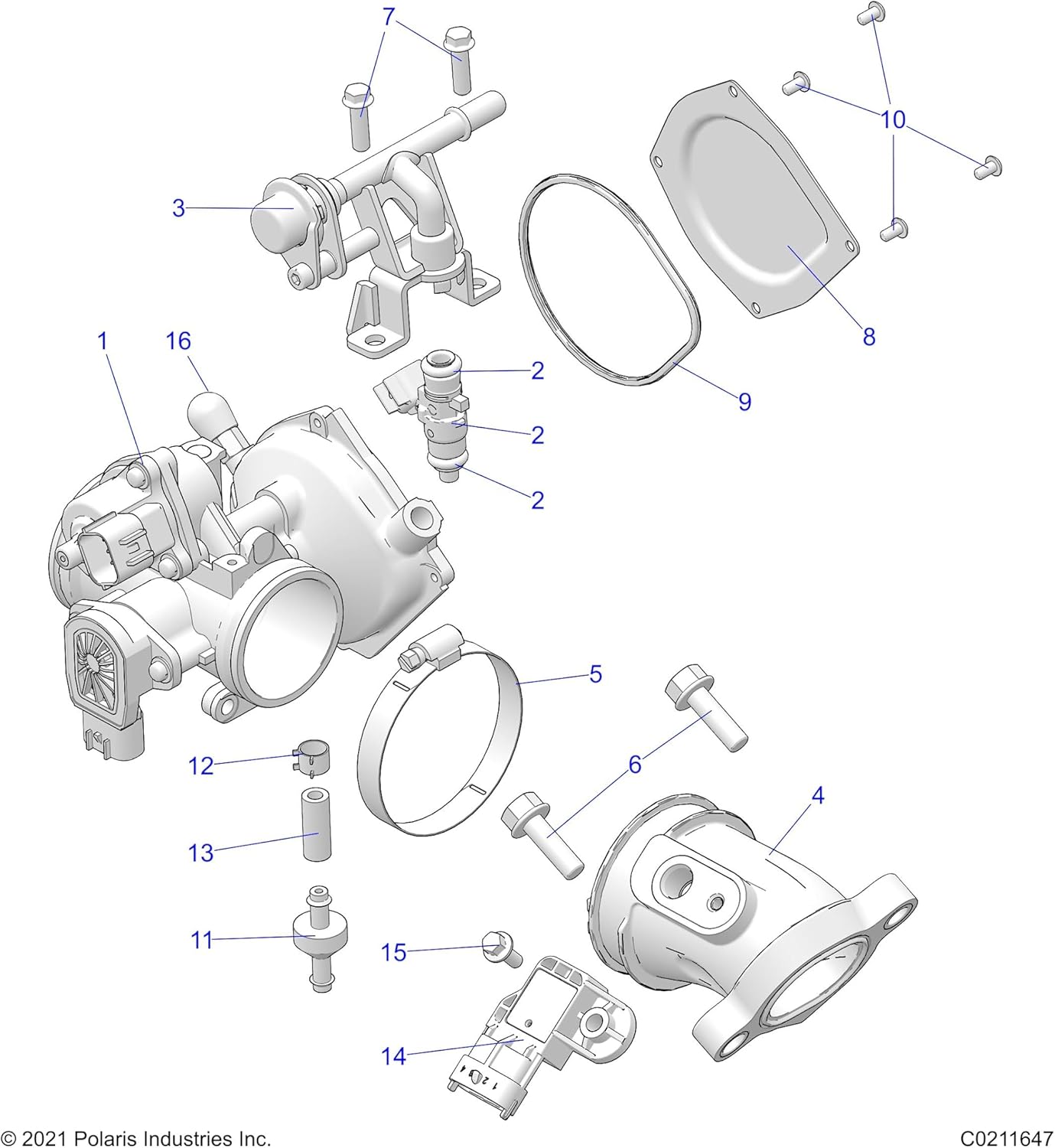 Polaris ATV Throttle Body Adapter, Genuine OEM Part 5415524, Qty 1