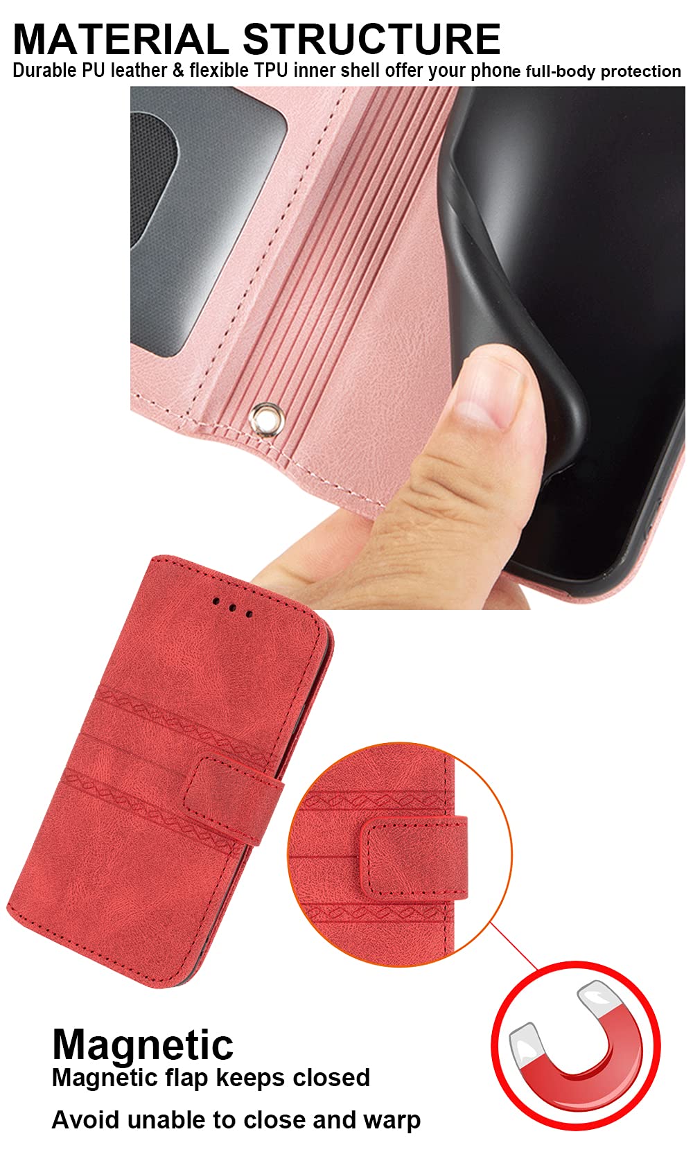 SHIEID Cover Portafoglio Con Supporto Per Oppo A96, Pelle PU E TPU Blu, Slot Carte E Chiusura Magnetica - 2