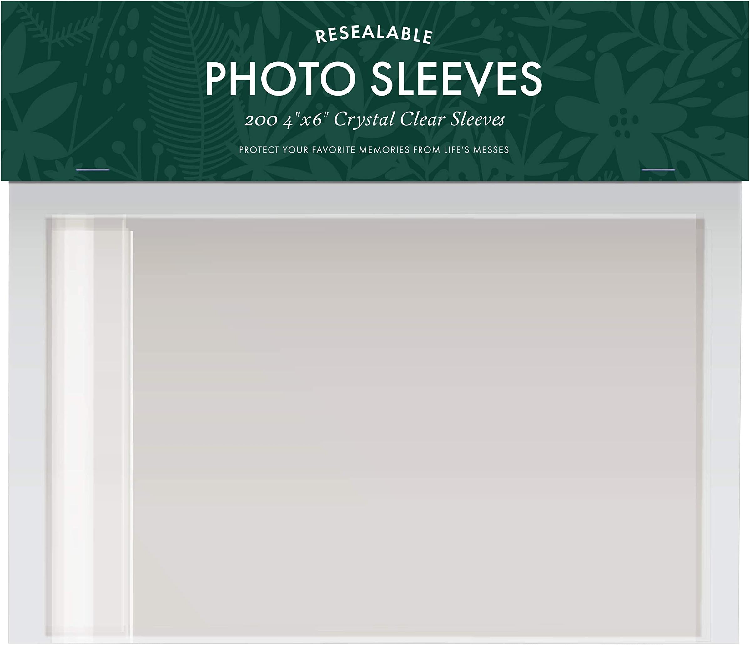 Jot & Mark 4x6 Photo Sleeves (200 Count) - Crystal Clear Archival Plastic Sleeves with Self Adhesive Resealable Flap - Picture Protector