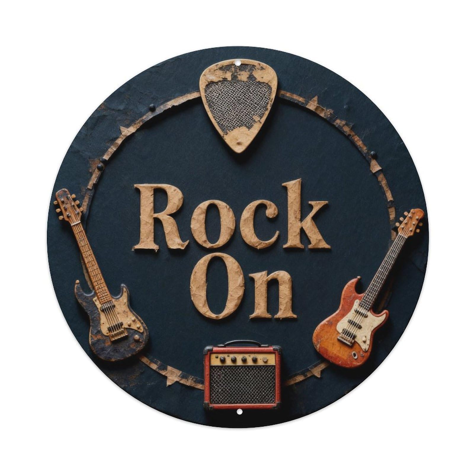 Rock On Metal Tin Sign Plaque