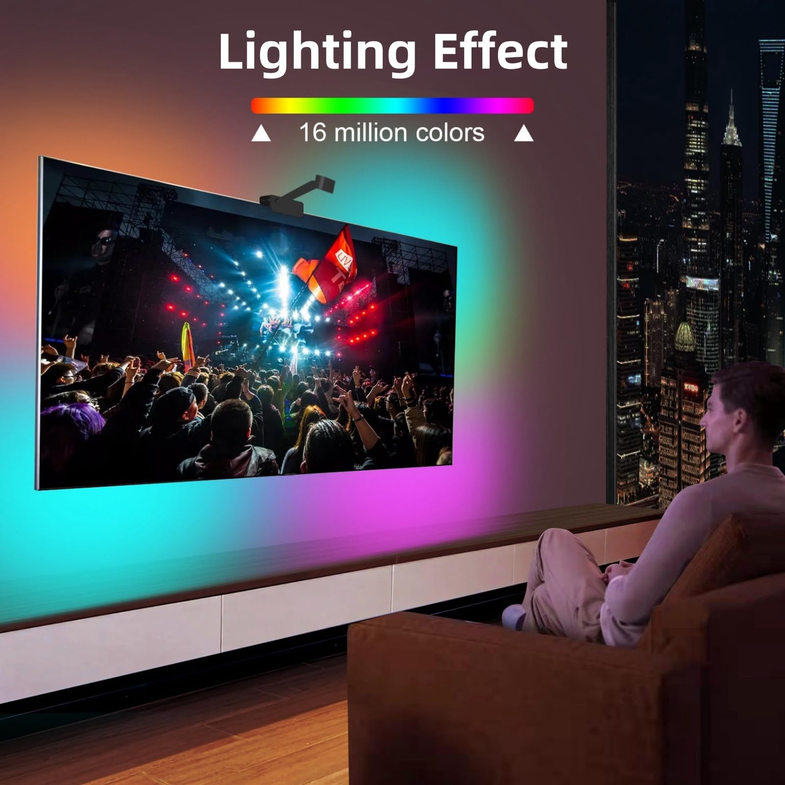 Retroilluminazione TV Sincronizzata con Lo Schermo Graffiti App TV Screen Colour Picker Luci LED TV Che Si Sincronizzano con La TV RGB Full Color LED Sfondo TV Smart SYNC Strip Light