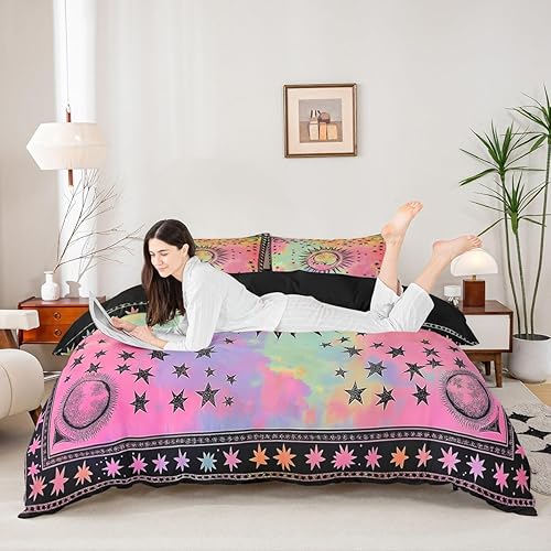 Miniatura 9 de Juego de funda de edredón de elefante bohemio, tamaño Queen, funda de edredón tribal azteca para niños, adolescentes, estilo nórdico mexicano,