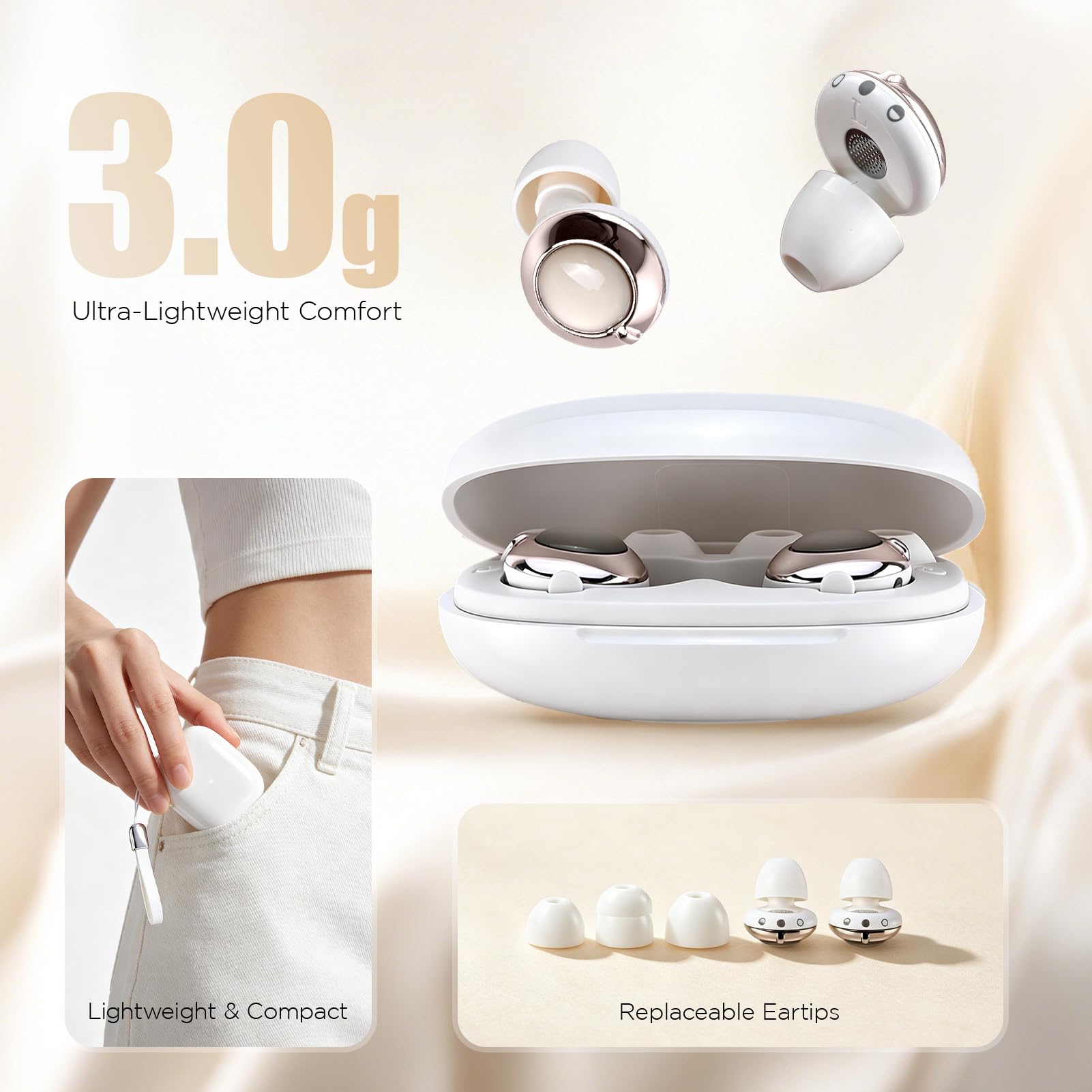 Bouchons d'oreilles pour réduction du bruit, bouchons d'oreilles réglables en silicone avec 8 modes de réduction du bruit (23–38 dB), doux et réutilisables pour concerts, ronflements, voyages en avion