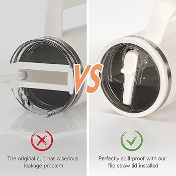 Aazon.co | 2 Pack 40 Oz Tubler Flip Straw Lid Replaceent Fit For Stanley Quencher, Spill