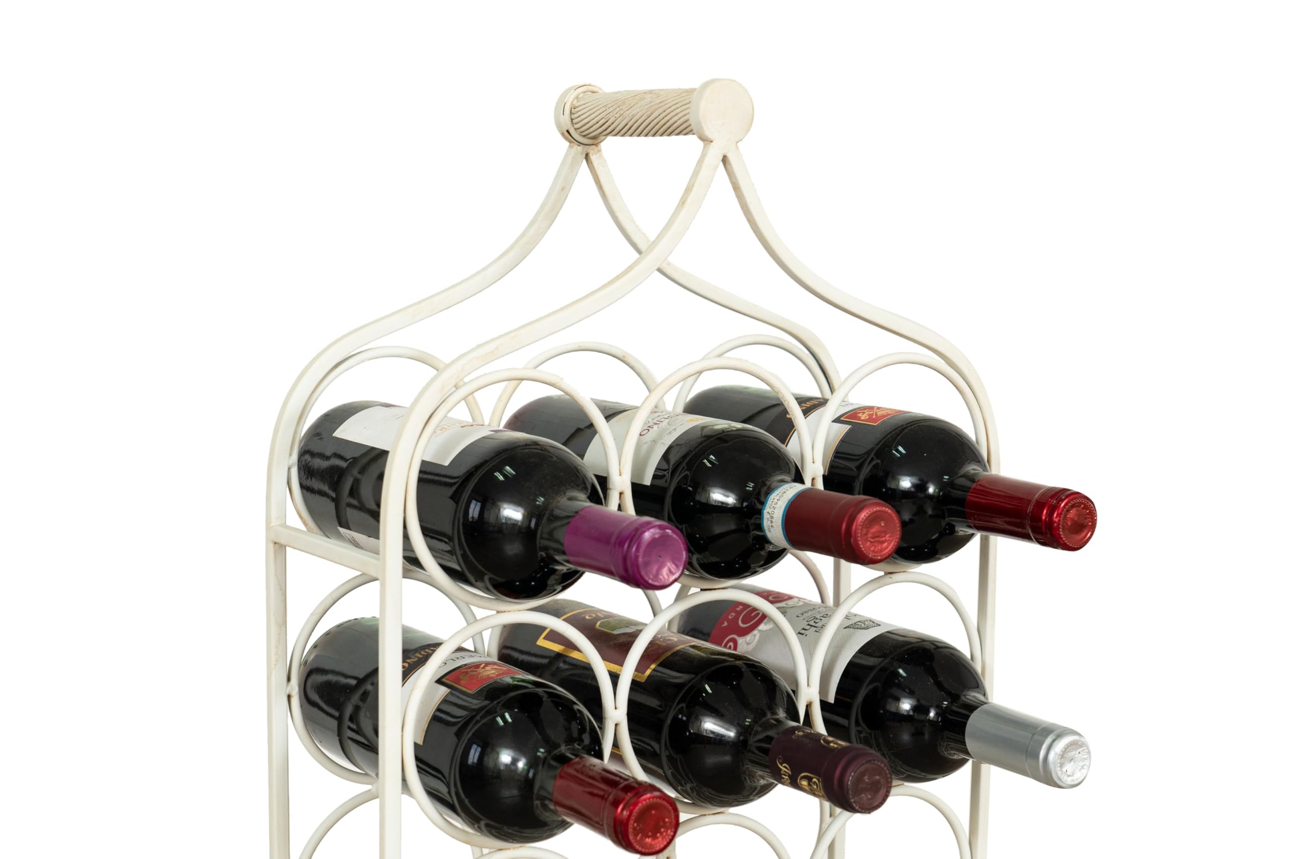 Biscottini Portabottiglie Vino in Ferro 36x16x106 - Portavini - Porta Bottiglie Vino in Metallo Capienza 24 Bottiglie - Cantinetta Vino Finitura Bianca antica - Espositore - Portabottiglie Cucina Bar