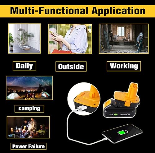 Miniatura 7 de USB rápido  Reemplazo para adaptador de batería Dewalt de 20 V a 18 V Convertidor DCA1820 para Dewalt Herramientas de 18 V Convertir Dewalt 20V