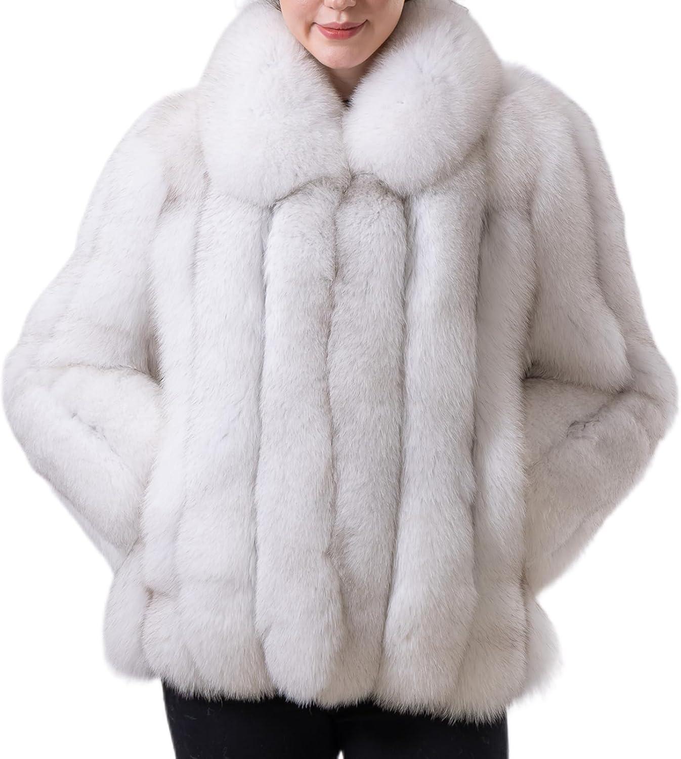 LVCOMEFF Natural European Fox Fur Coat Luxurious Jacket Winter Furry Plush Warm Winter