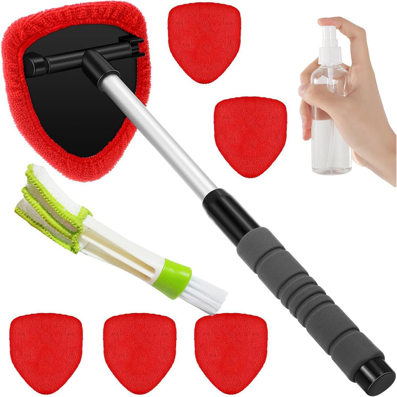 HDOYTXXM Extendable Windshield Cleaner with Rotating Head and 6 Microfiber Pad for All Vehicle Type Automotive Glass Cleaner