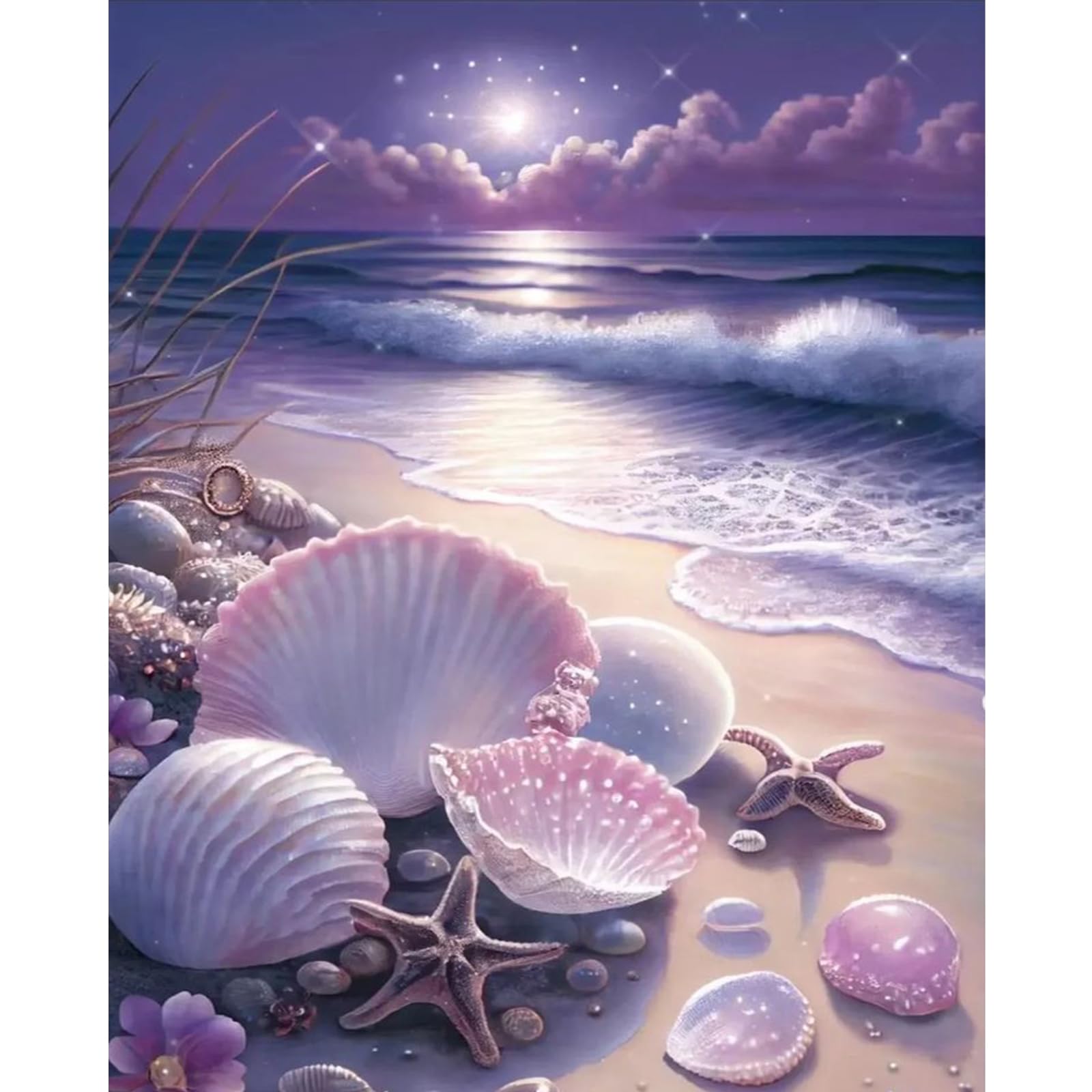Poetrydraw Purple Seashore 11Ct Diy Embroidery Kit 15.74X19.68inch Cross Stitch Art & Crafts For Beginners & Adults