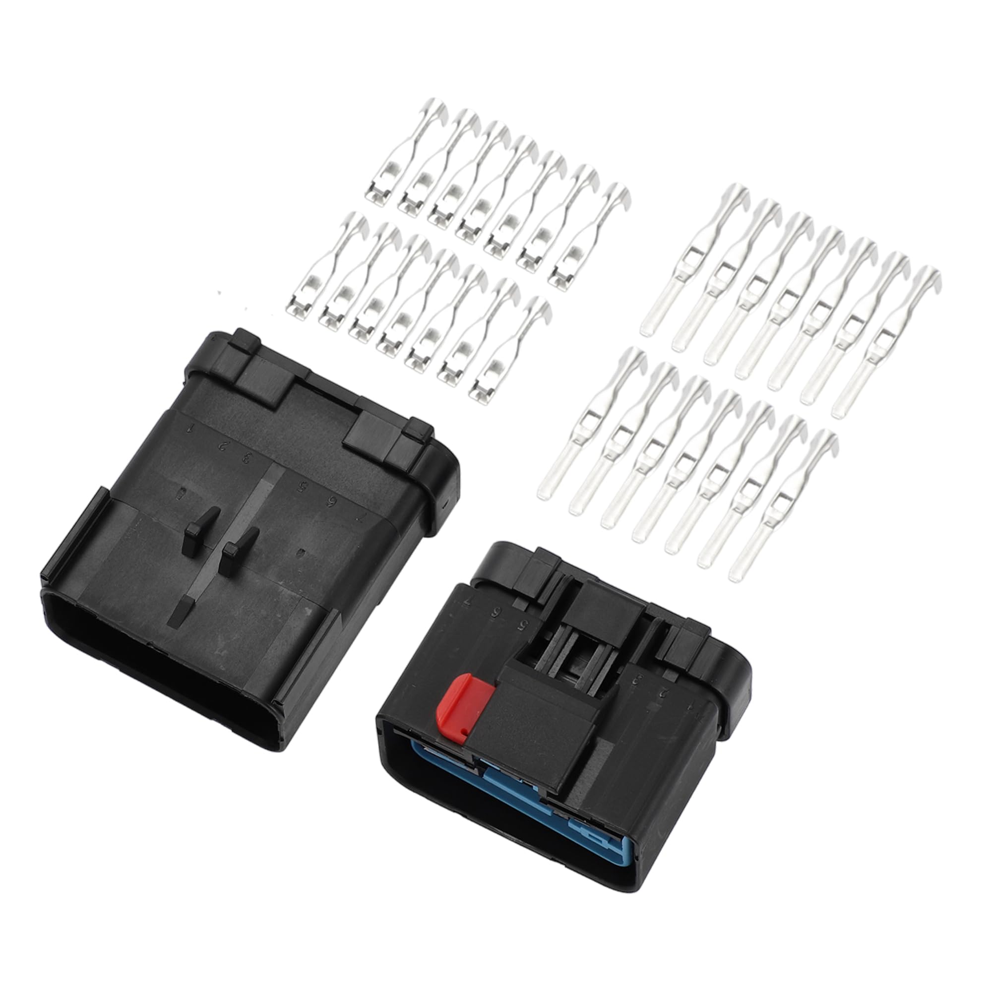 A ABSOPRO 14 Pin Door Window Lift Switch Connector Plug 2.8mm Series Male Female Wire Terminal Connector for Jeep Plastic Black 1 Set