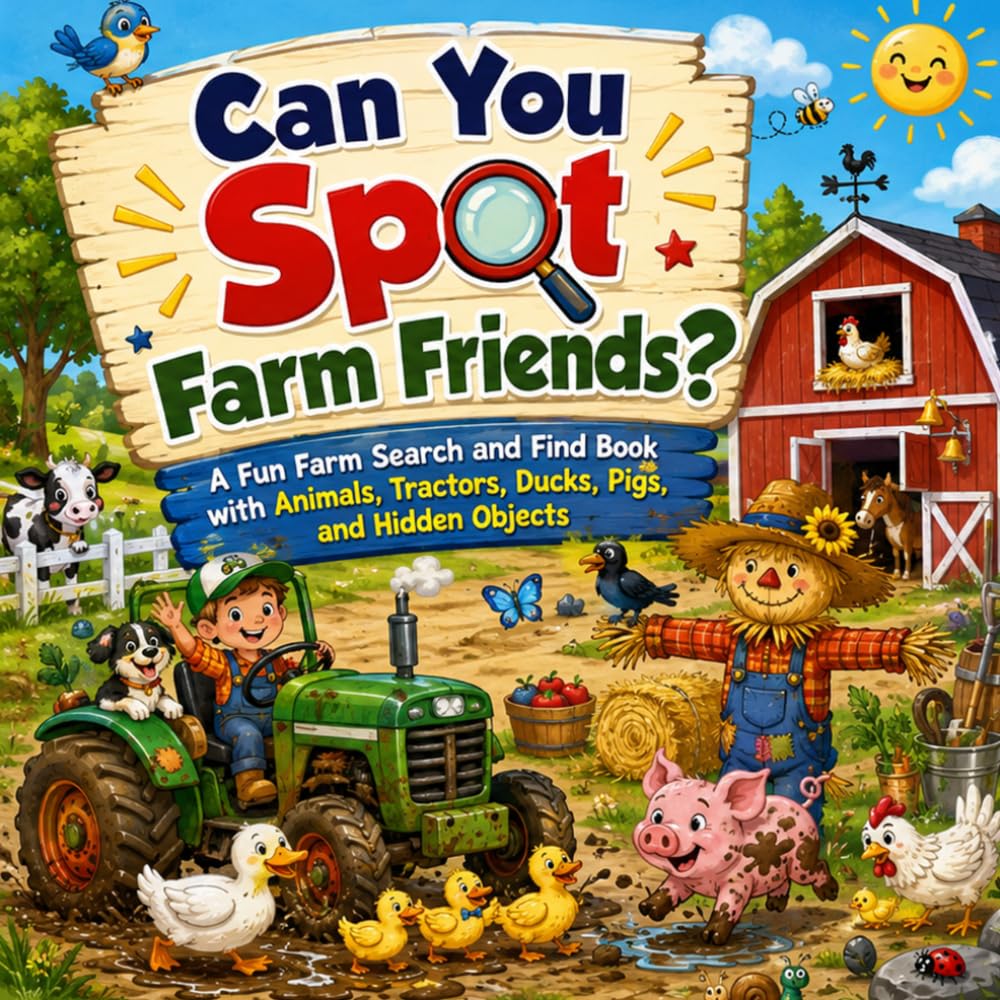 Can You Spot Farm Friends: A Fun Farm Search and Find Book with Animals, Tractors, Ducks, Pigs, and Hidden Objects