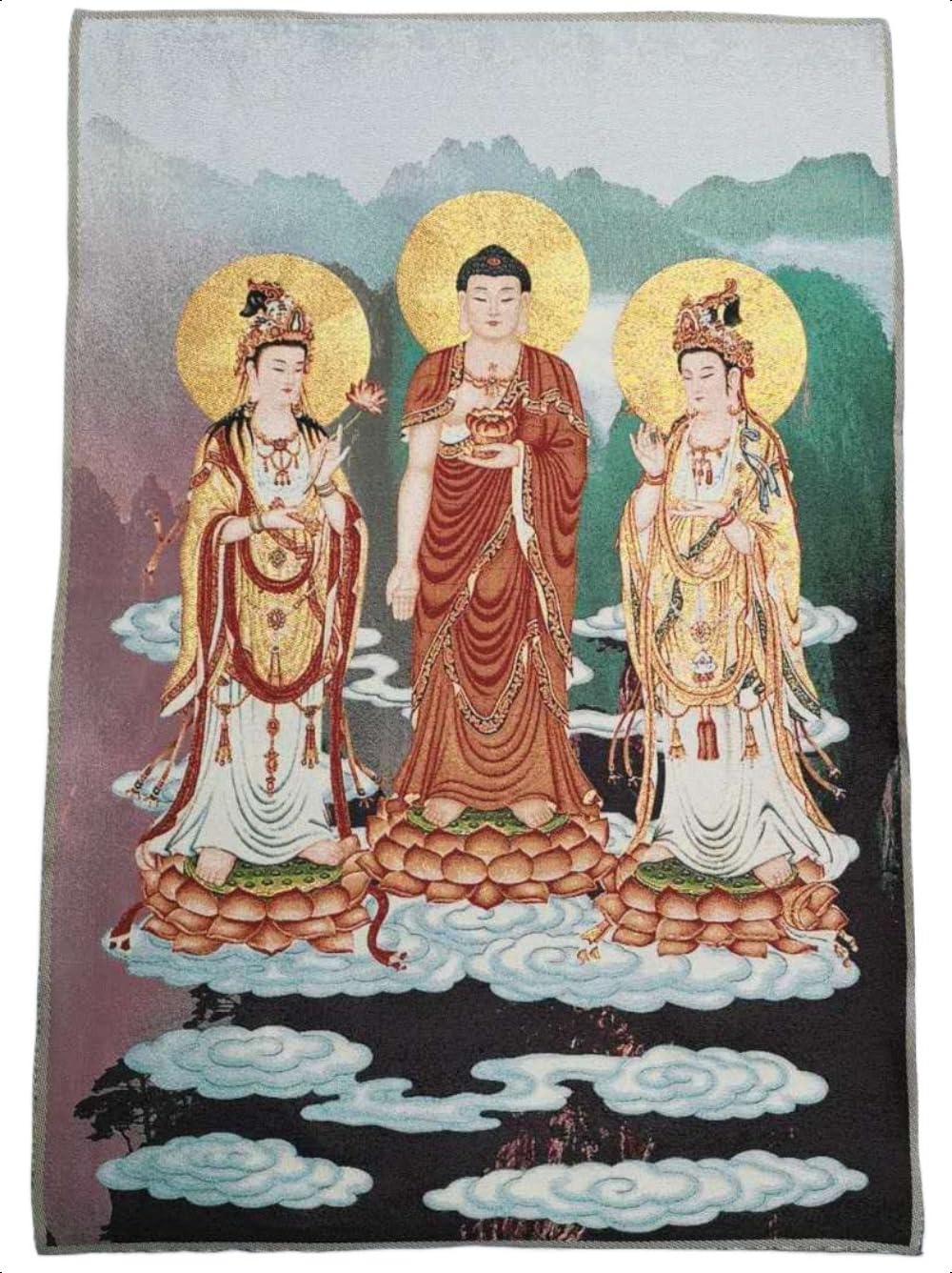 Thangka Silk Embroidery Tibetan Thangka Buddhism Tathagata Buddha Wall Hanging for Home Decor Tapestry Meditation