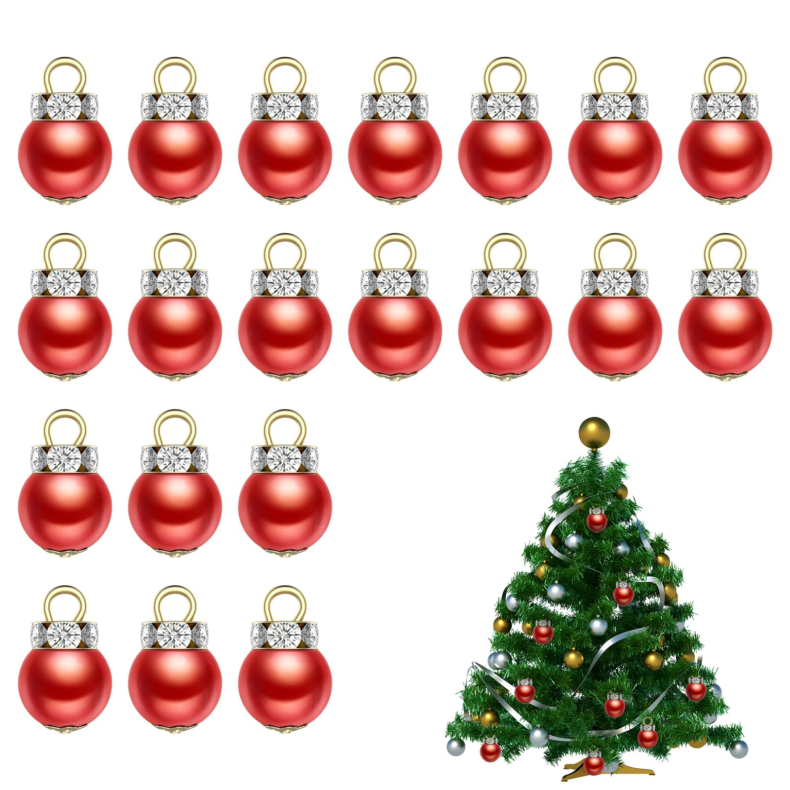 Produktbild von DIY Ohrringe 100 Stück Mini Christbaumkugeln Rot 1cm - Weihnachtsdekoration Für Wichteltür & DIY Christbaum Deko