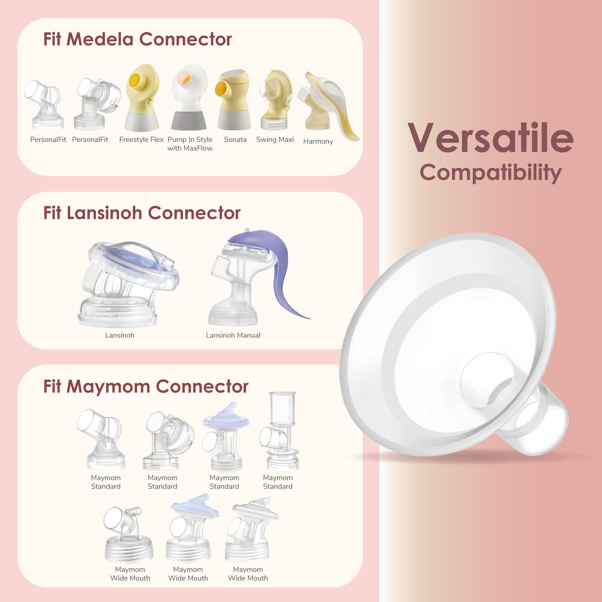 Maymom MyFit Comfy Series 21 mm Two-Piece Design Breastshield Compatible with Medela Breast Pump Parts; Replace Medela Shields; Fit MaxFlow Flex Connector; 2pc - Image 4