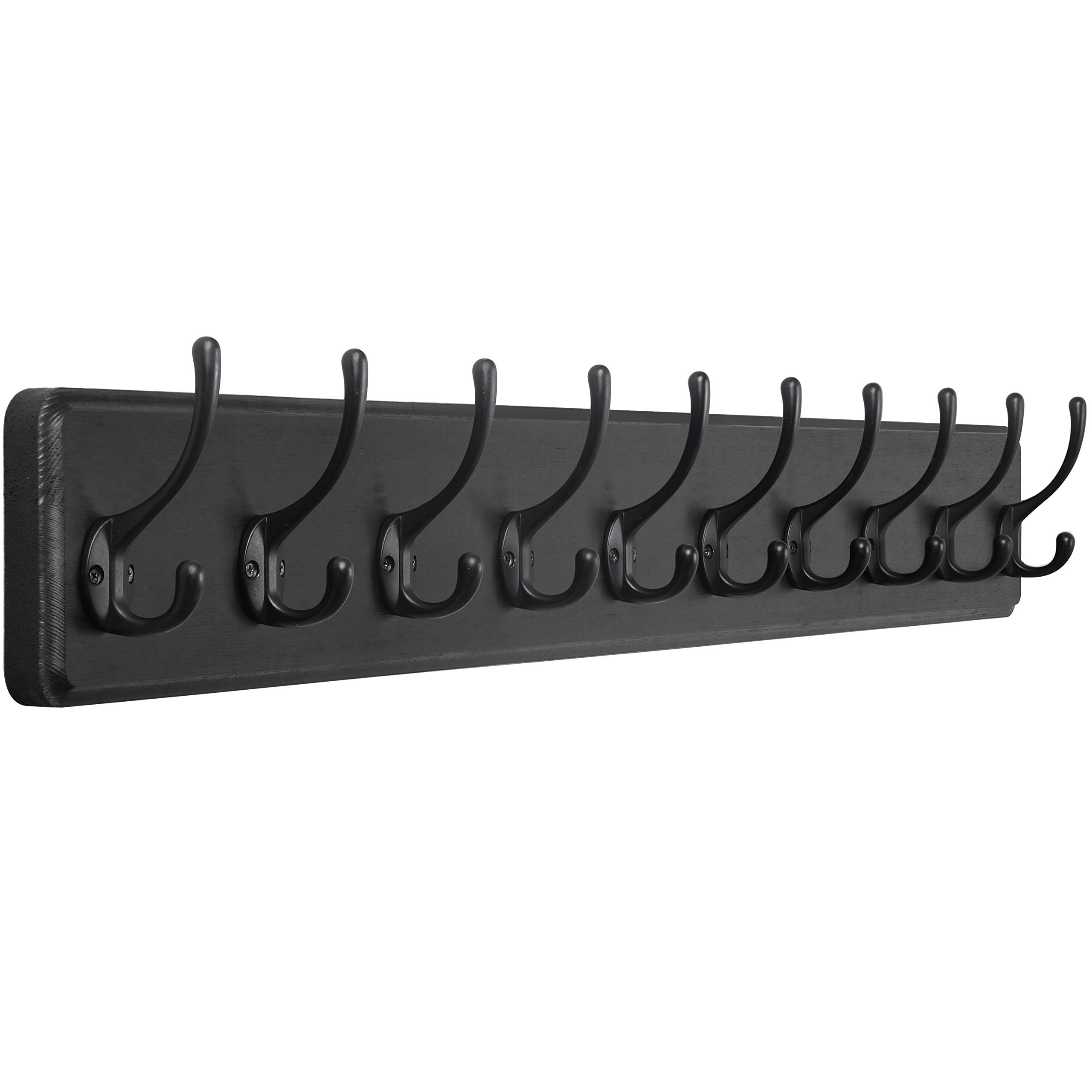 WEBI Coat Rack Wall Mount,38 9/16" Long,10 Hooks,Coat Hooks Wall Mounted Large Coat Hanger Wall Hooks for Hanging Coats,Clothes,Jacket,Hats,Entryway,Black