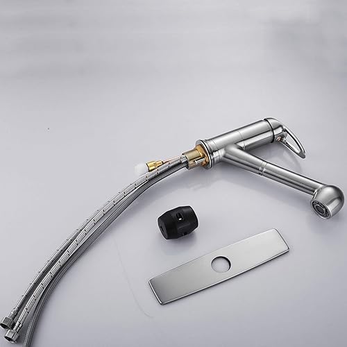 Miniatura 7 de Grifos de cocina de una sola palanca con rociador extraíble,Grifo de fregadero de cocina de arco bajo de acero inoxidable de una sola manija,Grifo