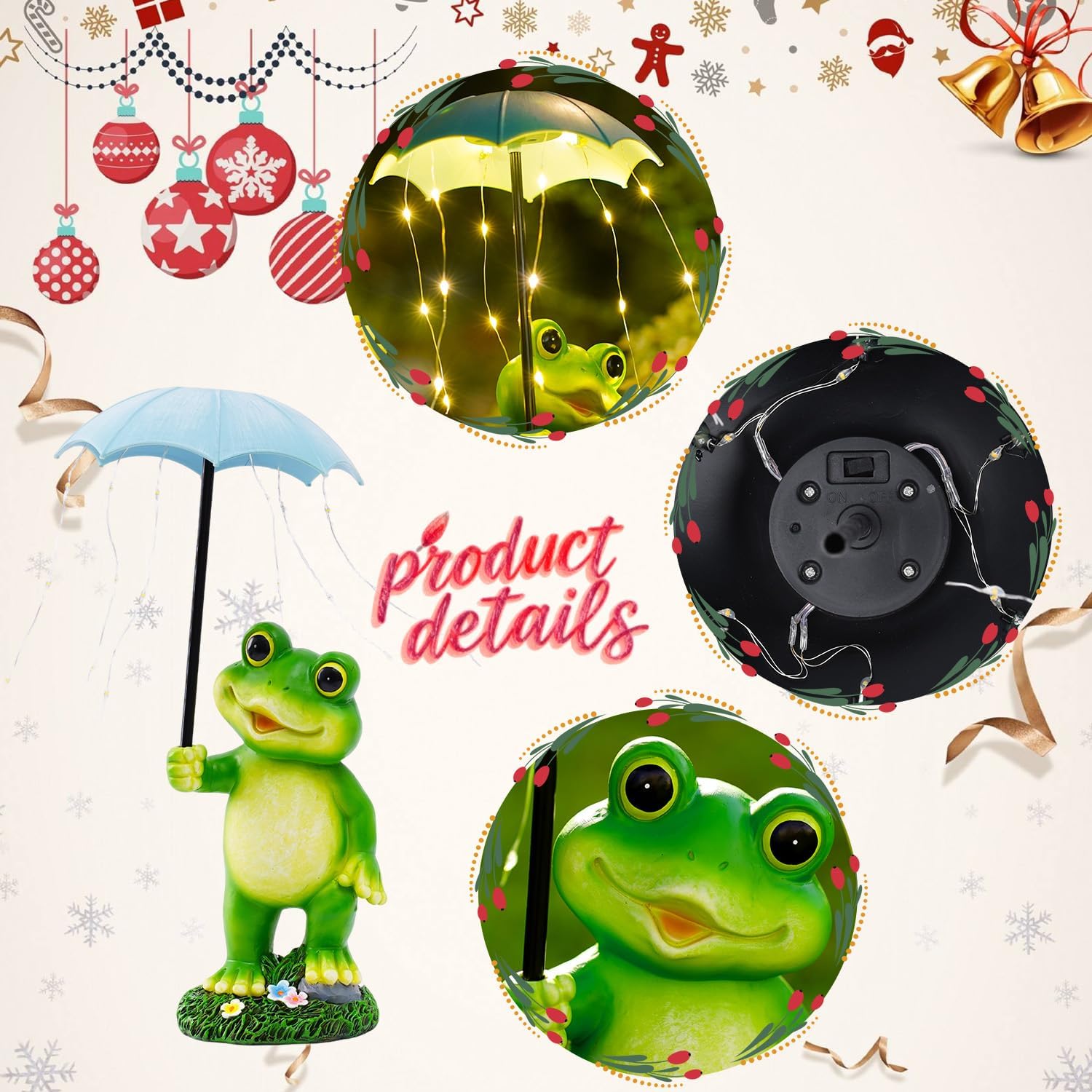 Solar Frog Statue Garden Decor - Funny Solar Outdoor Yard Garden Statue - Unique Design Gifts for Women,Mom - Image 4