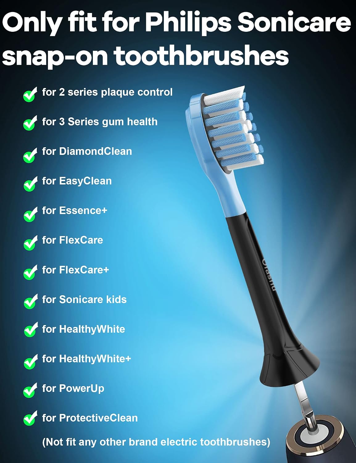 Ofashu Replacement Toothbrush Heads for Philips Sonicare ProtectiveClean 4100 5100 C1 C2 G3 W3 HX9044 Hx6250, Black, 8 Packs Sonic Electric Brush Head