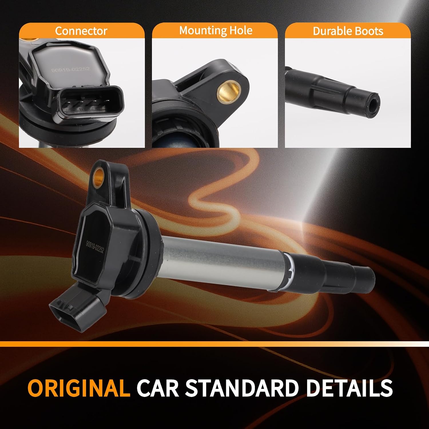 UF619 OEM Ignition Coil Packs (Set of 4) - Compatible with Lexus CT200h Pontiac Vibe Scion iM xD Toyota Corolla Matrix Prius - L4 1.8L Engine - Replaces # UF596 9091902252 GN10341