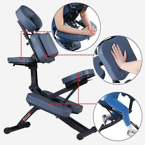 Miniatura 6 de Master Massage Rio - Silla de masaje portátil ligera con estuche de transporte, silla de tatuaje, silla de masaje plegable de altura ajustable,