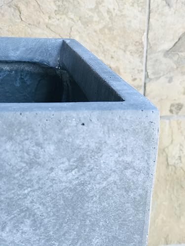 Miniatura 7 de 13" H cuadrado gris pizarra ligero hormigónfibra de vidrio plantador moderno al aire libre interior