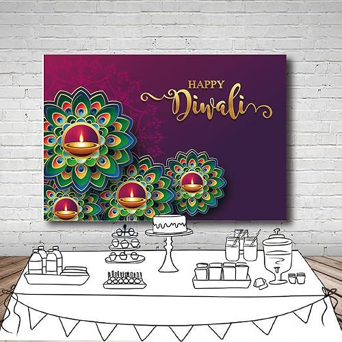 Miniatura 10 de MEHOFOND Telón de fondo de Diwali feliz de 7 x 5 pies, festival indio, luz ardiente, festival de Diwali, fotografía de fondo, accesorios para cabina