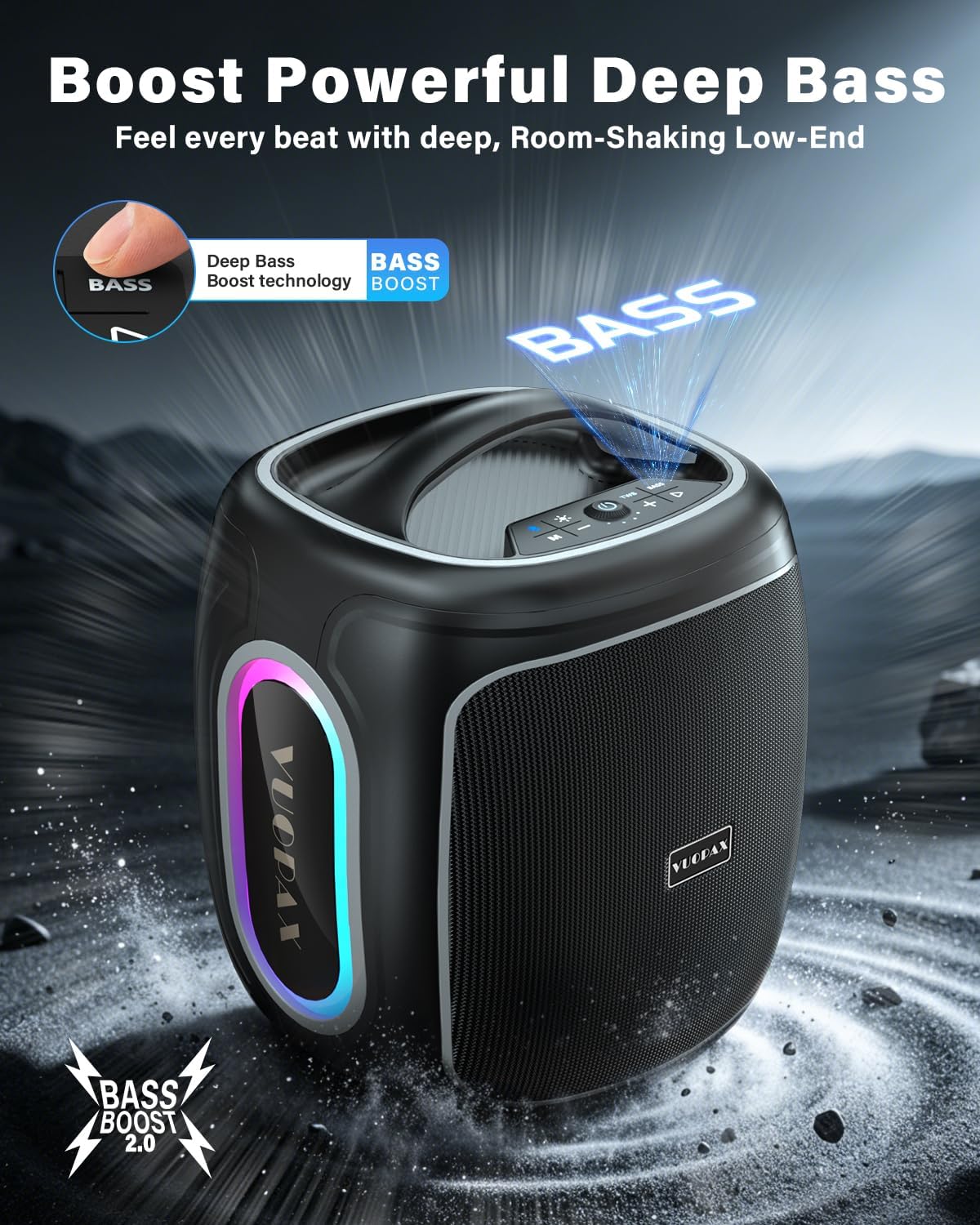 Portable Bluetooth Speaker with Deep Bass, 120W Peak Wireless Party Speaker, 30H Battery & RGB Lights, TWS, IP65 Waterproof, Fast Charging 18000mAh, Outdoor Speaker for Beach Camping Travel