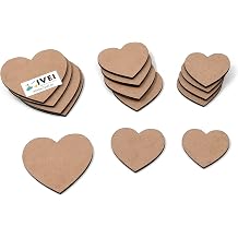 IVEI MDF Heart Cutouts/Embellishment - DIY Craft Materials - Heart-shaped MDF Blank Cutouts for Painting, Wooden Sheet Craft Board for Resin & Fluid Art, Decoupage, Mandala Art, Pyrography - Set of 15