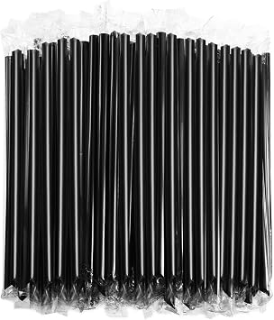 7200 Pack 8 Inch Individually Wrapped Black Straight Plastic Drink Straws | Individually Wrapped, Straight Plastic Straws, Bar Cocktail Tools, Household Beverage Supplies
