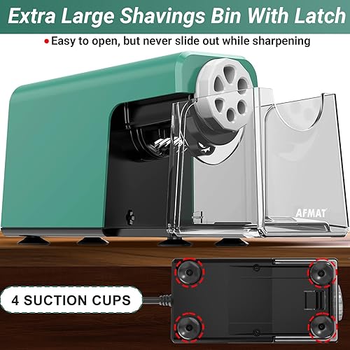 Miniatura 6 de AFMAT - Sacapuntas eléctrico de alta resistencia, 6 agujeros, sacapuntas automáticos para lápices de 0.236-0.433 pulgadas, sacapuntas eléctrico para