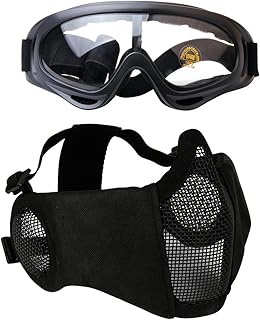 Hylzo Mesh Mask maschera protettiva regolabile mezza maschera Airsoft con occhiali da sole