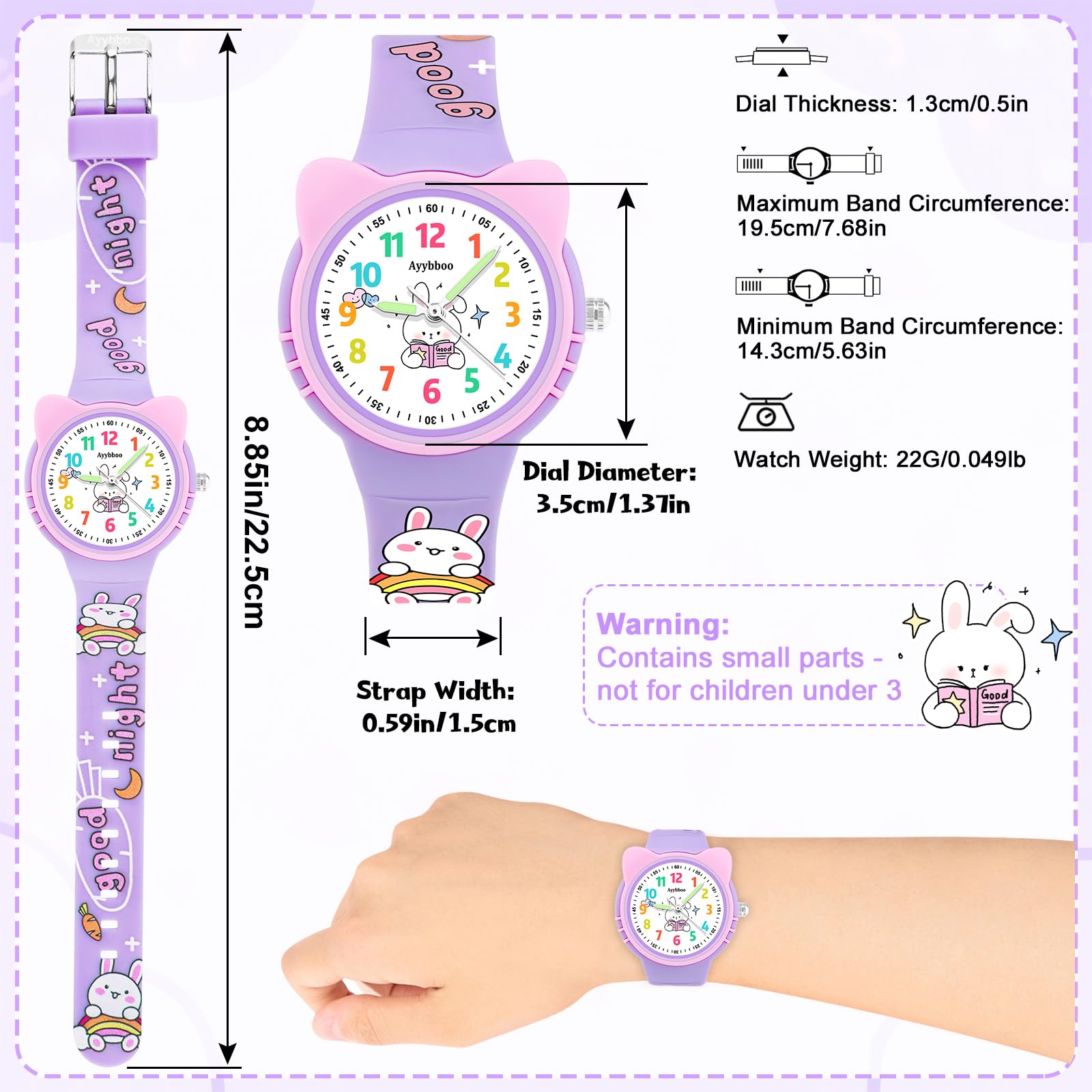 Reloj Niño,Analógico Educativo Infantil para Aprender la Hora,Resistente al Agua 3ATM,Correa de Silicona Suave,Fácil de Leer, Niños Niñas 4-12 Años