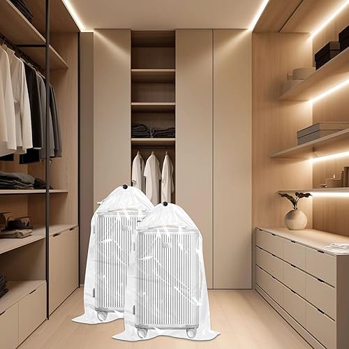 Miniatura 4 de Klmnop Bolsas de plástico transparentes extragrandes con cordón de 62 x 31 pulgadas, paquete de 3 bolsas de almacenamiento de equipaje a prueba de