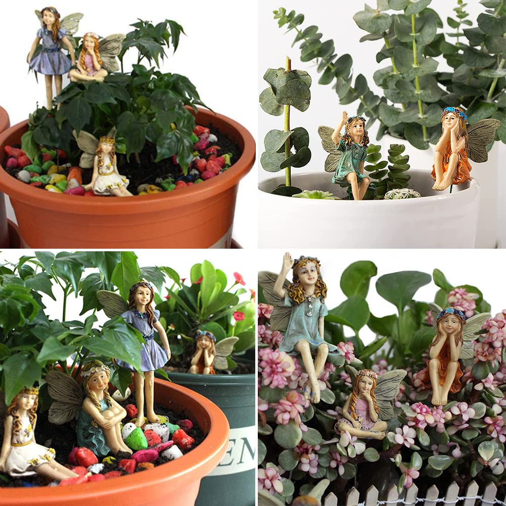 Statuette Fate in Miniatura, 6 Pezzi Statua di Fata in Resina in Miniatura, Accessori Giardino Fatato, Mini Ornamenti Fatato Figurine All'Aperto, per Torte Compleanno e Giardino Decorazione