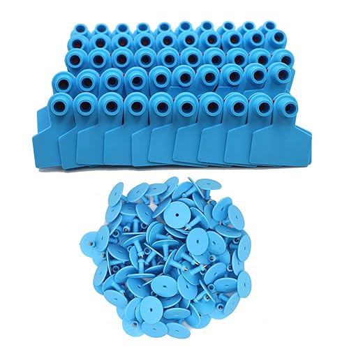 Miniatura 2 de Etiquetas de oído en blanco, 100 unidades de etiquetas de oído de ganado en blanco para cerdos, cabras, ovejas, ganado, terneros, vacas, animales