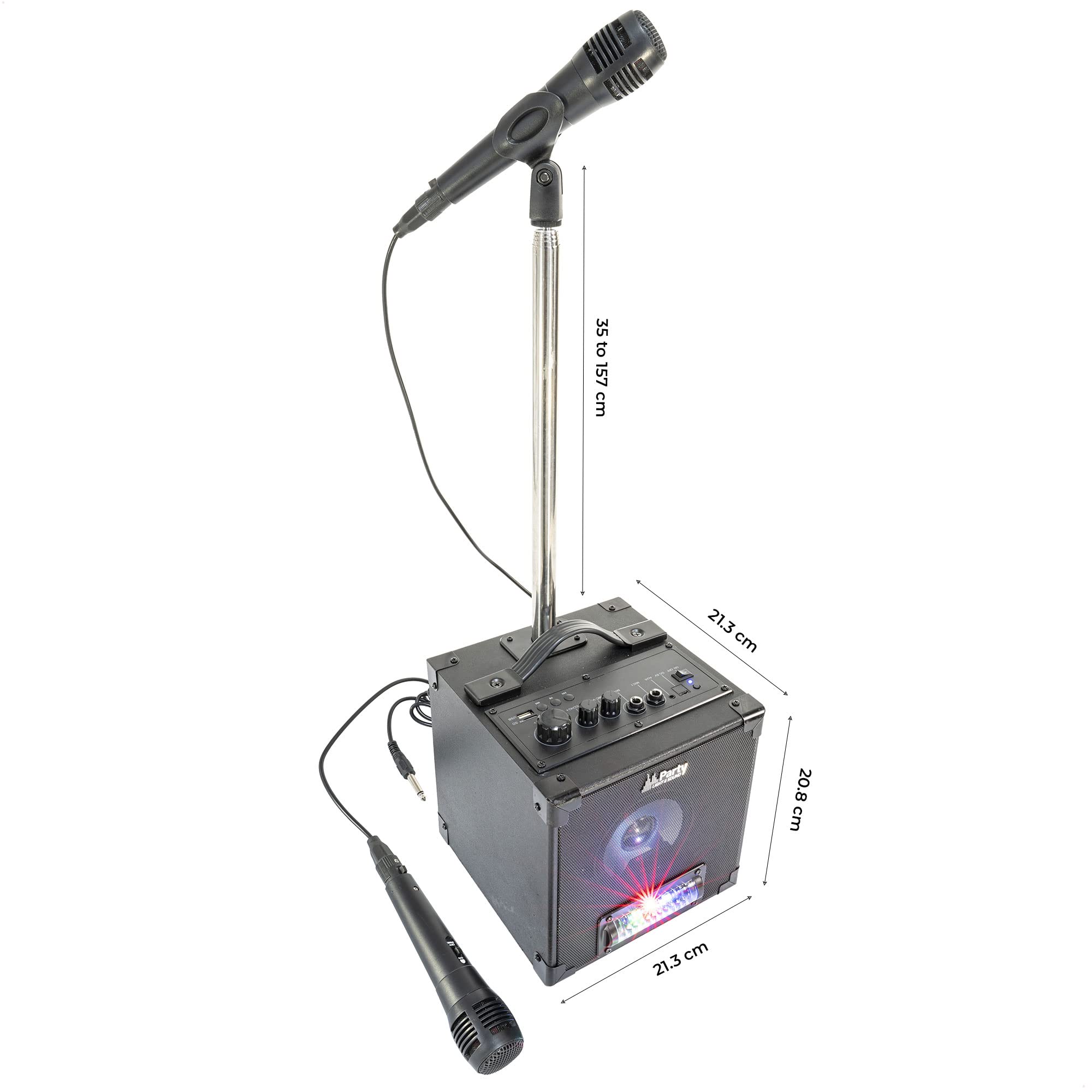Party Light & Sound - PARTY-SINGTOGETHER - Kit de karaoke con 2 micrófonos y soporte - Negro