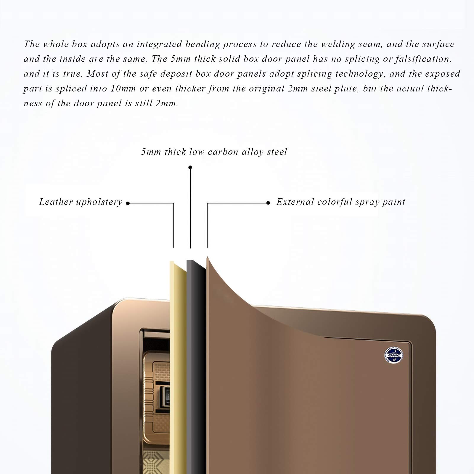 Caja de seguridad biométrica resistente al agua, resistente al fuego, de acero, para dinero en efectivo, joyas y objetos de valor, bloqueo de llave de emergencia, acceso a huellas dactilares, solución