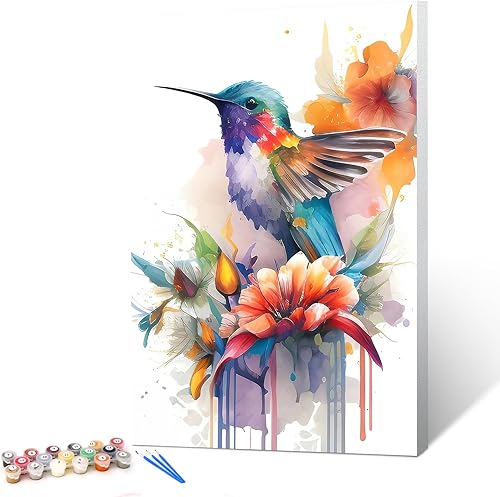 Ginkko Kit de pintura por números para adultos, principiantes y niños de 8 a 12 años con marco de madera, fácil acrílico sobre lienzo de 9 x 12