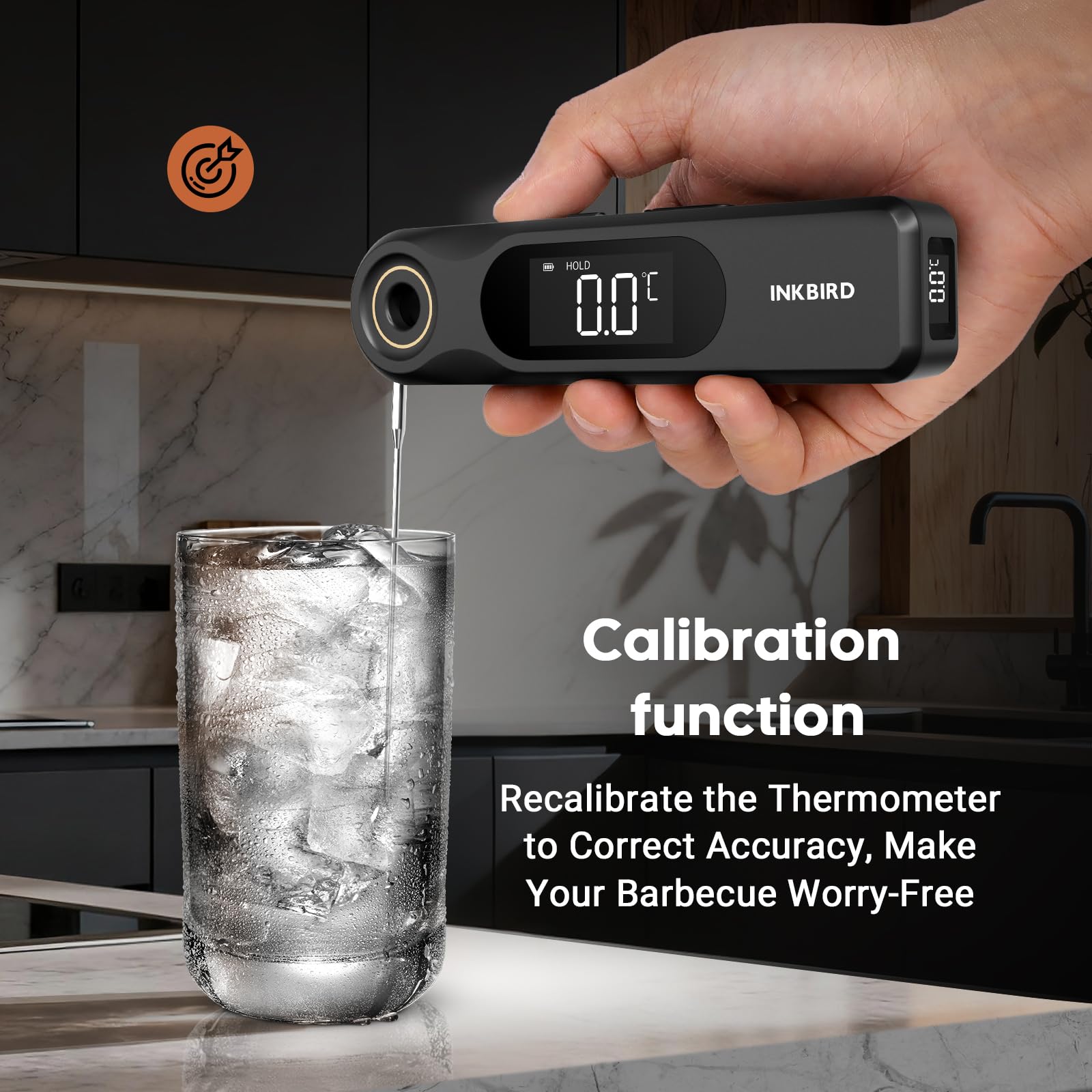 INKBIRD IHT-51K Termómetro Digital para Carne, Termómetro para Barbacoa de Pantalla Dual, Sonda Ultradelgada de 1.8 mm, Reacción de 0.5 Segundos, Impermeable IP65, Termómetro para Horno de Cocina