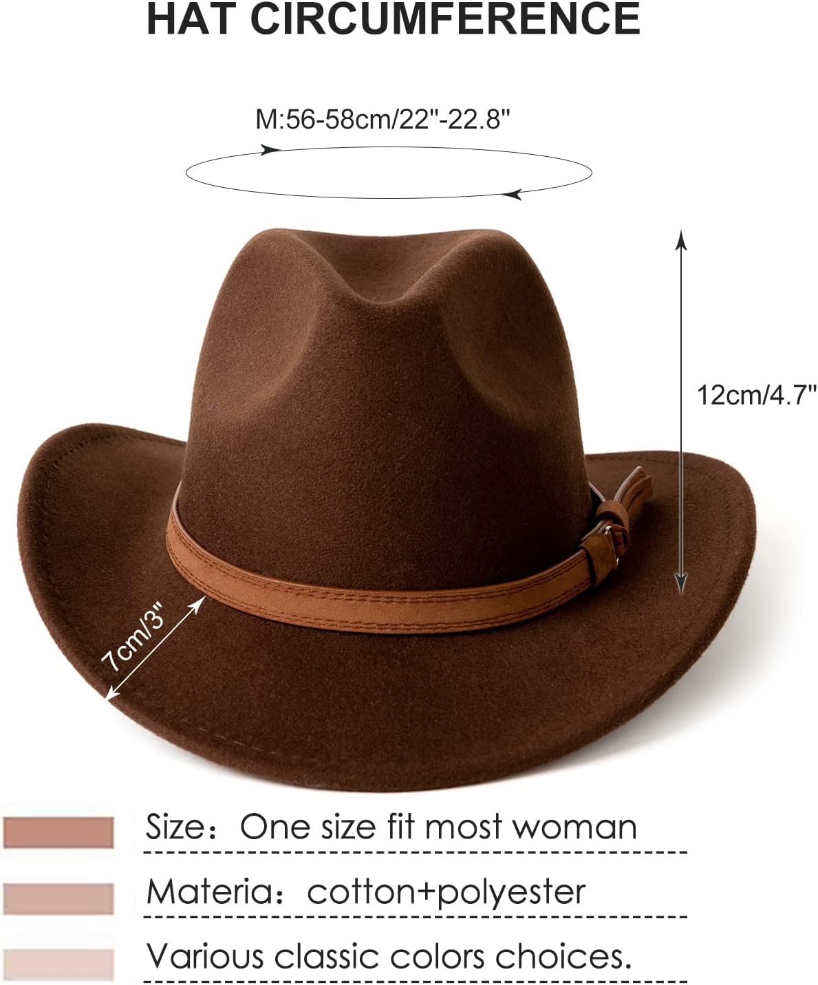 Western Cowboy Hat Wide Brim Outdoor Fedora Hat - Image 4
