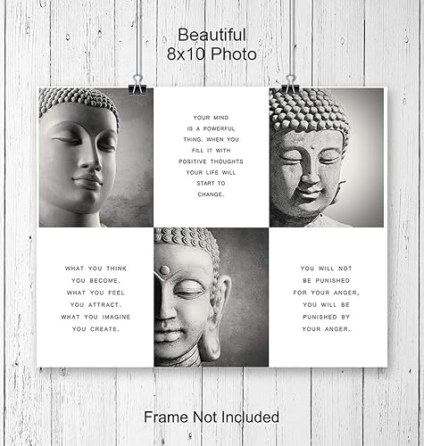 Vista 3 de Inspirational Buddhism Buddha Quotes - Zen Wall Art Home Decor - Decoration for Spa, Living Room, Yoga Studio, Office - Unique New Age Gift for
