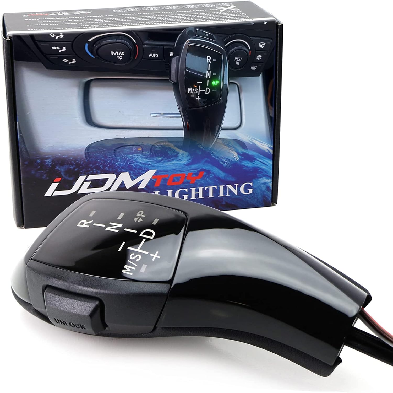 iJDMTOY F30 Style Gloss Black Finish LED Illuminated Shift Knob Gear Selector Upgrade Compatible with 06-12 BMW E90 3 Series Sedan, 07-10 E92 E93 3 Series Coupe/Convertible, 09-12 Z4, 10-12 X1, etc