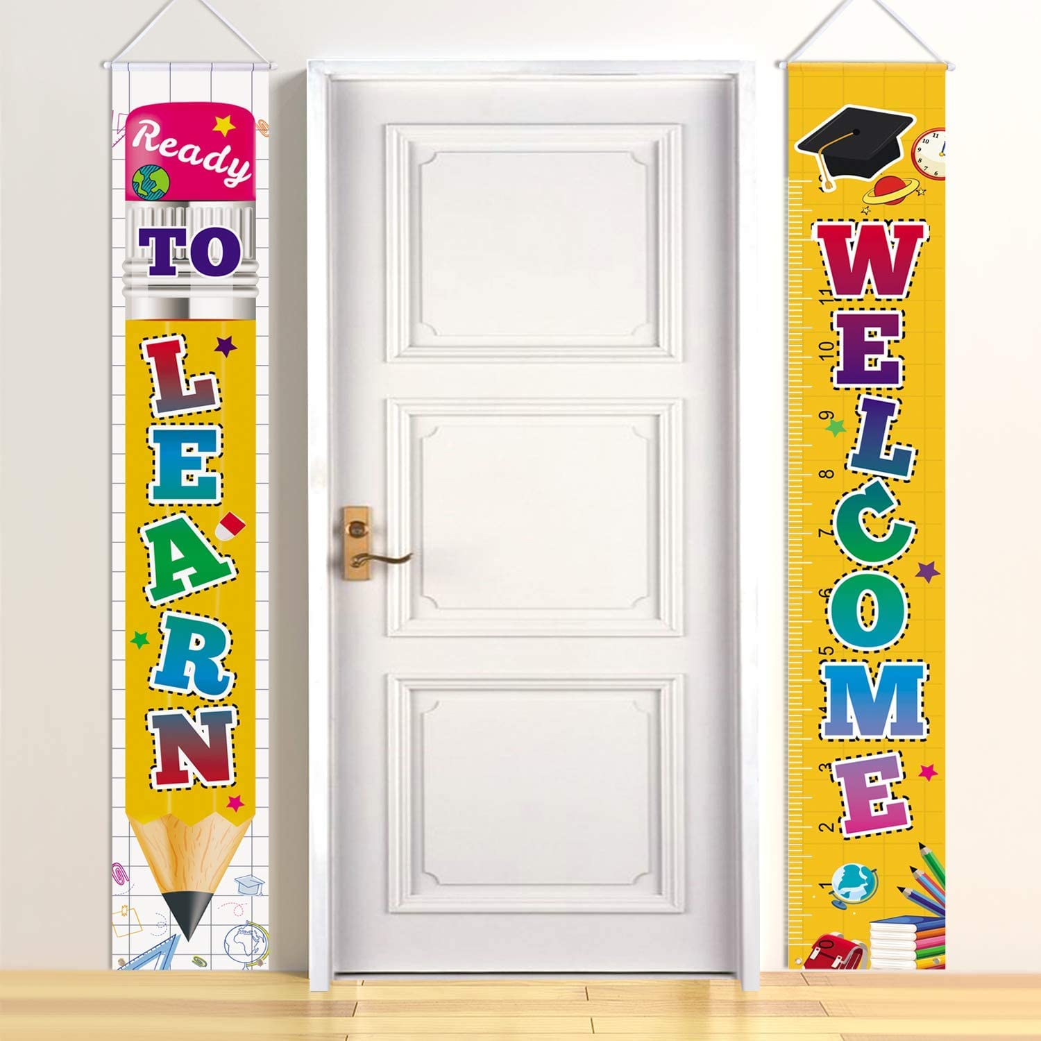 LioNergy Welcome Back to School Decorations Party Hanging Banners Set - Welcome Ready to Learn Porch Sign Set Party Supplies for Kindergarten