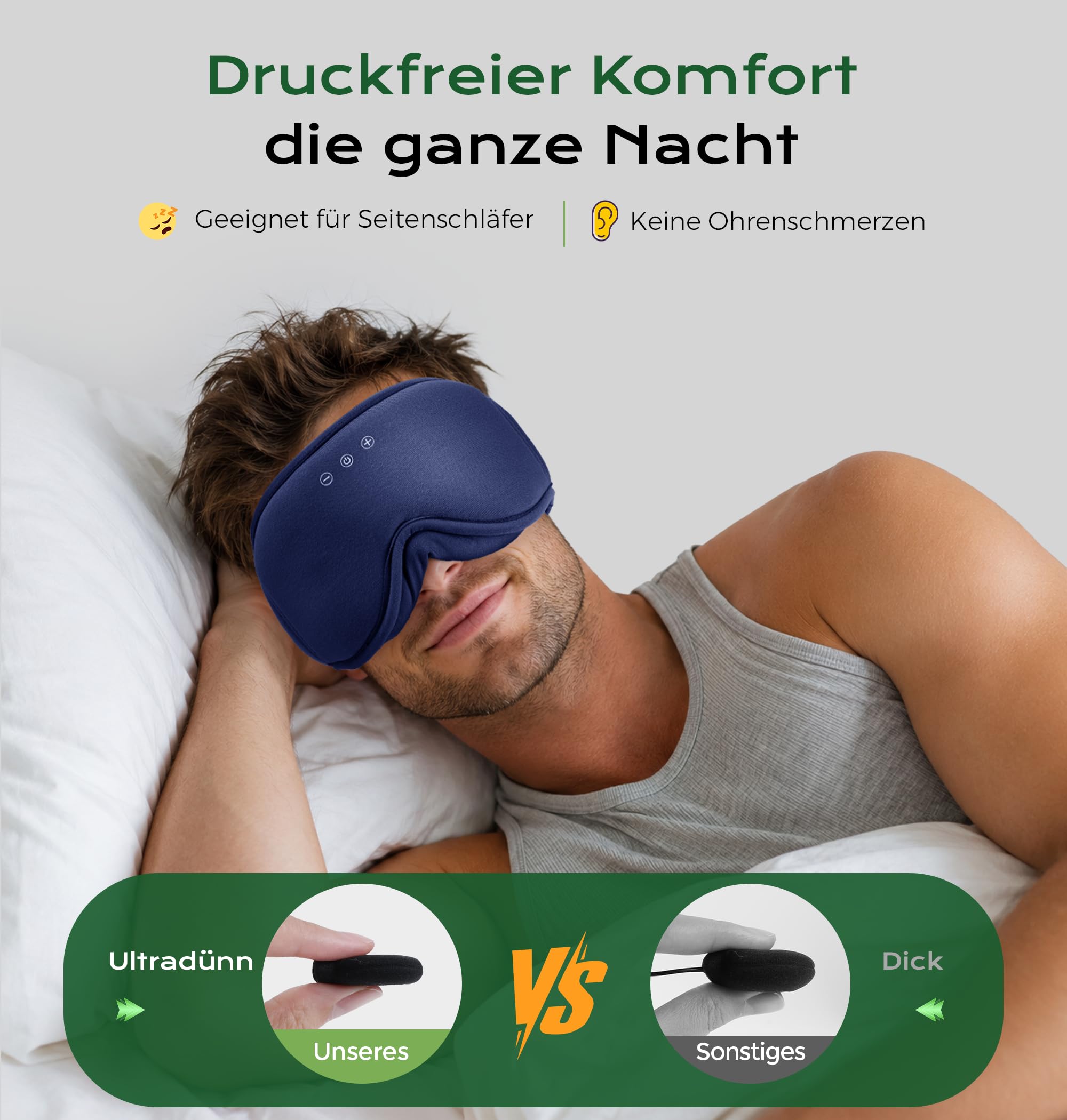 MUSICOZY Auriculares de bambú con máscara de dormir para DE